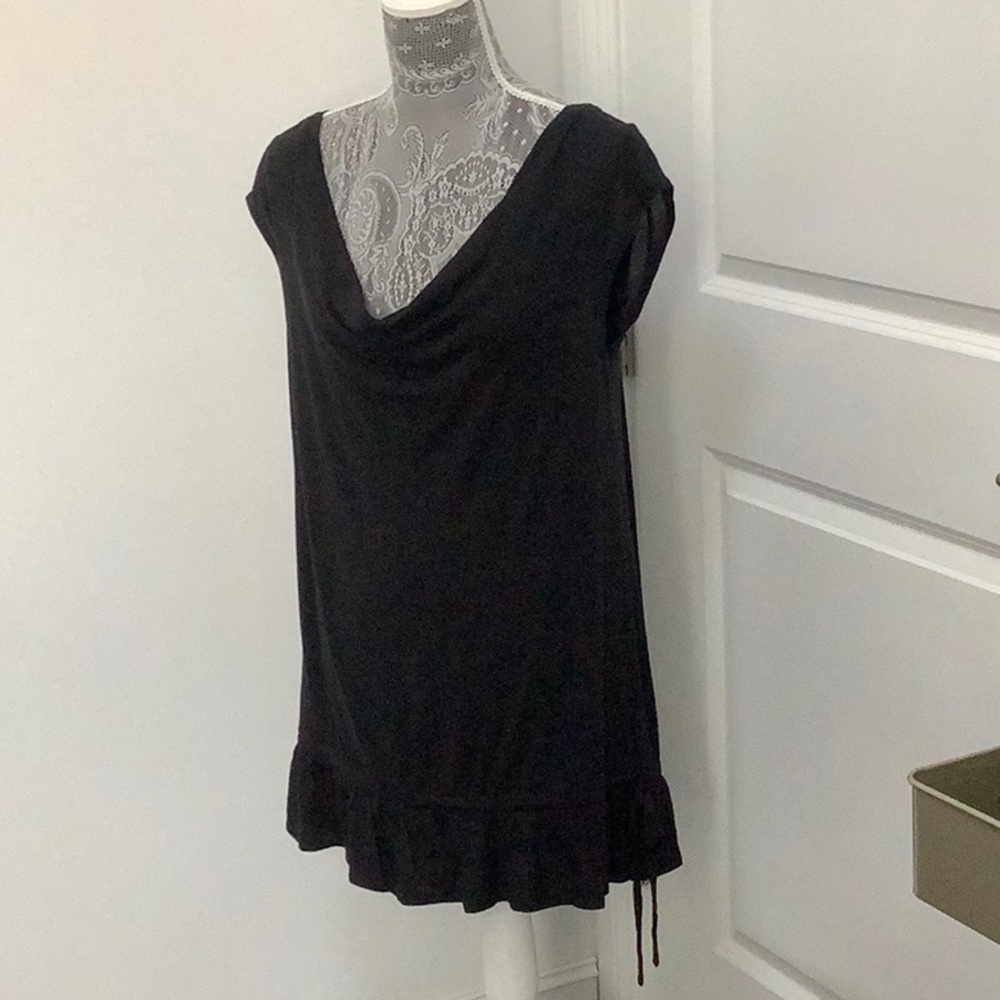 Nine West Black Ruched Ruffled Tunic, Size M - Picture 5 of 11